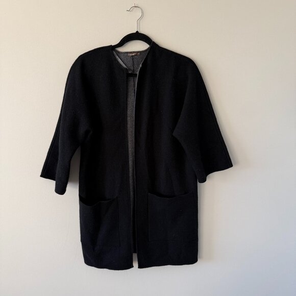 J McLaughlin Cashmere Wool Blend Open Front Cardigan in Black, Size S - Picture 3 of 6